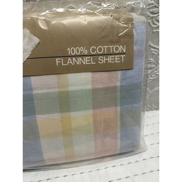Home Concepts Vintage Sheet King Fitted Flannel Pastel Plaid With Pillowcases - Picture 4 of 8